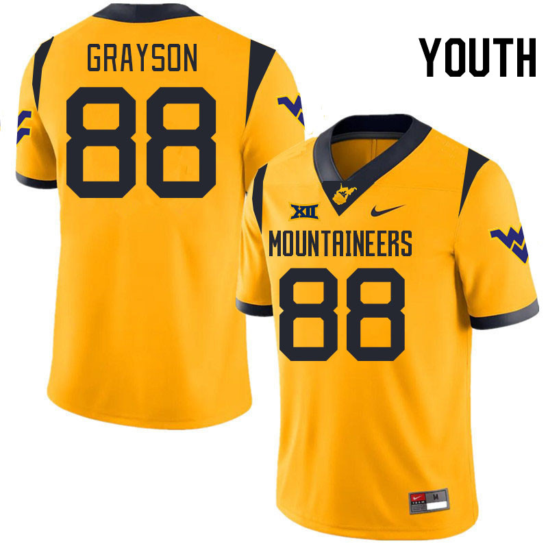 Youth #88 Donovan Grayson West Virginia Mountaineers College 2024 New Uniforms Football Jerseys Stit